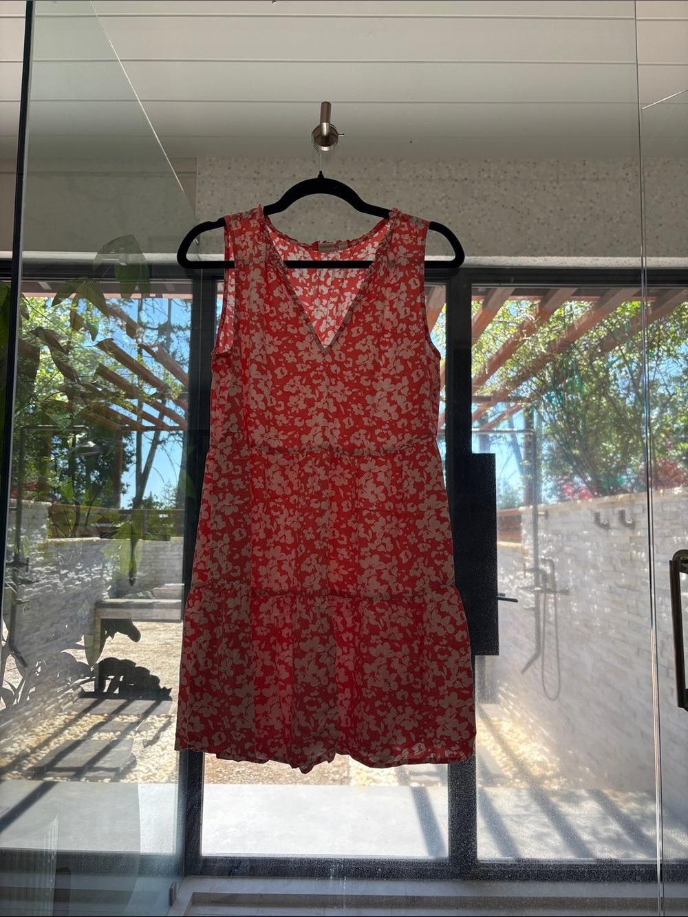 GAP Red Floral V-Neck Mini Dress